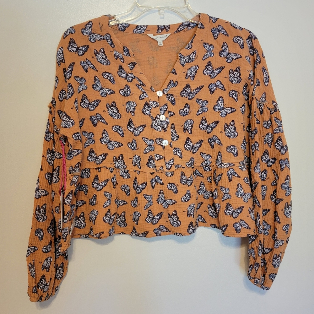 Nwt simply southern butterfly print longsleeve oversized top